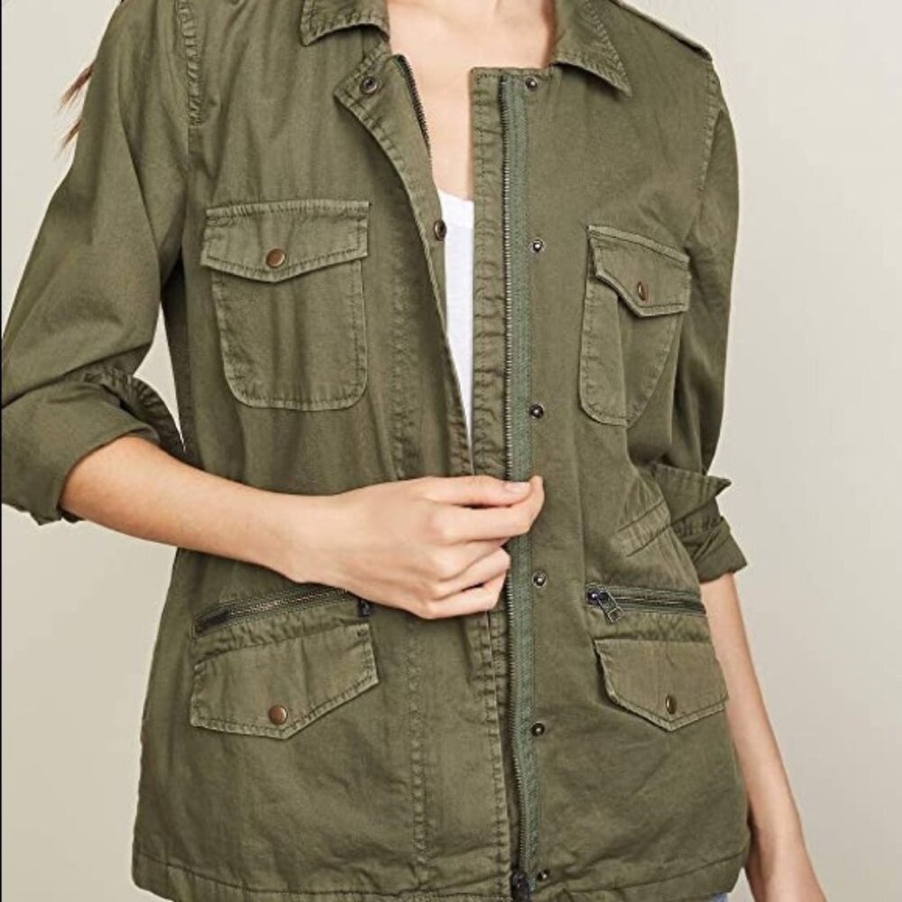 Lily Aldridge for Velvet Utility Military Style Jacket Olive Green